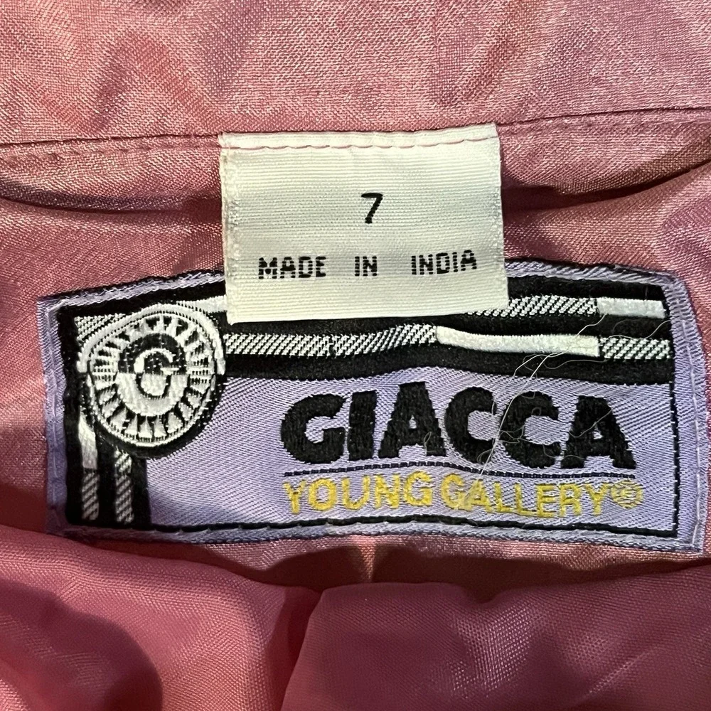 Giacca Young Gallery Vintage Pink Girls 7 Raincoat Rosettes Shiny Capelet Hood‎